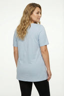 טישירט במידות גדולות צווארון עגול שרוול קצר מעוטרת פאייטים 302015