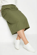 חצאית קארגו במידות גדולות מידי עם מותן מכוווצת וחריץ מאחור 302037