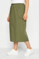 חצאית קארגו במידות גדולות מידי עם מותן מכוווצת וחריץ מאחור 302037