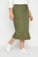 חצאית קארגו במידות גדולות מידי עם מותן מכוווצת וחריץ מאחור 302037