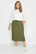 חצאית קארגו במידות גדולות מידי עם מותן מכוווצת וחריץ מאחור 302037