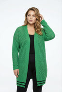 קרדיגן במידות גדולות שרוול ארוך ללא סגירה בחזית ארוך תחרה 302325