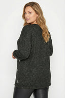 חולצה במידות גדולות עם צווארון עגול שרוולים ארוכים מעוטרת באבנים 302622