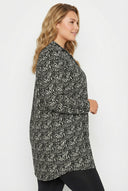 חולצה מכופתרת במידות גדולות דוגמת אבסטרקט כפתורים שרוול ארוך חיתוך ארוך 302650