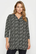 חולצה מכופתרת במידות גדולות דוגמת אבסטרקט כפתורים שרוול ארוך חיתוך ארוך 302650