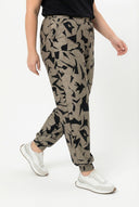 מכנסיים במידות גדולות גומי בשוליים דוגמת פסים מבריקה עם כיסים 302697