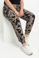 מכנסיים במידות גדולות גומי בשוליים דוגמת פסים מבריקה עם כיסים 302697