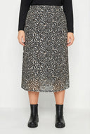 חצאית במידות גדולות דוגמת נמר מידי עם בטנה 302699