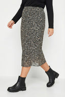 חצאית במידות גדולות דוגמת נמר מידי עם בטנה 302699