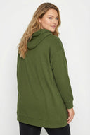 קפוצ׳ון במידות גדולות שרוול ארוך הדפס טקסט בחזית 302834