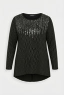 חולצה במידות גדולות עם צווארון עגול שרוולים ארוכים ועיטורי פאייטים 302911