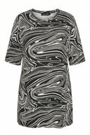 טישירט במידות גדולות חצי שרוול צווארון עגול עם הדפס גומי במותן שסעים בצדדים 302945