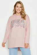 קפוצ'ון במידות גדולות פרטי פאייטים ללא כיסים שרוול ארוך 303002