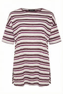 טישירט במידות גדולות שסעים בצדדים שרוול קצר צווארון עגול עם פסים 303668