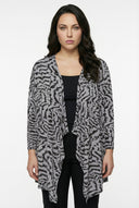 קרדיגן במידות גדולות ללא סגירה שרוול ארוך גזרה אסימטרית דק 303692