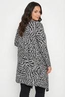 קרדיגן במידות גדולות ללא סגירה שרוול ארוך גזרה אסימטרית דק 303692