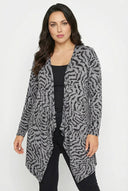 קרדיגן במידות גדולות ללא סגירה שרוול ארוך גזרה אסימטרית דק 303692