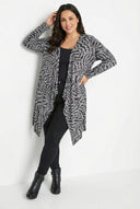 קרדיגן במידות גדולות ללא סגירה שרוול ארוך גזרה אסימטרית דק 303692