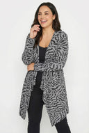 קרדיגן במידות גדולות ללא סגירה שרוול ארוך גזרה אסימטרית דק 303692