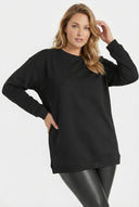 סווטשירט בסיסי במידות גדולות שרוול ארוך צווארון עגול 303747