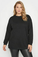 סווטשירט בסיסי במידות גדולות שרוול ארוך צווארון עגול 303747