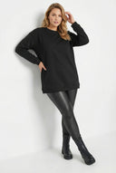 סווטשירט בסיסי במידות גדולות שרוול ארוך צווארון עגול 303747