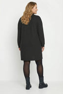 שמלת מידי במידות גדולות שרוול ארוך צווארון V בד ריב 303855