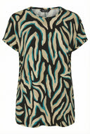 חולצה במידות גדולות עם צווארון עגול שרוולים קצרים והדפס זברה 303918