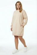 שמלה במידות גדולות צווארון עגול שרוול ארוך שתי כיסים סווטשירט שרונלו 304038