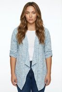 קרדיגן במידות גדולות שרוול ארוך ללא סגירה גזרה אסימטרית 304057