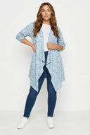 קרדיגן במידות גדולות שרוול ארוך ללא סגירה גזרה אסימטרית 304057