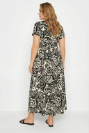 שמלה במידות גדולות מקסי שרוול קצר צווארון V דוגמת פרחים גזרת מעטפת קשירה במותן 304073