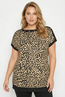 טישירט במידות גדולות דוגמת נמר פרטי עינית מתכת 304086