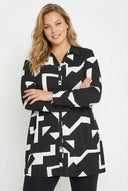 חולצה מכופתרת ארוכה במידות גדולות דוגמת אבסטרקט 304106