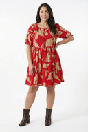 שמלה במידות גדולות צווארון V&nbsp; קשירה בחזית מיני 304141