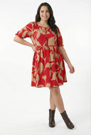 שמלה במידות גדולות צווארון V&nbsp; קשירה בחזית מיני 304141