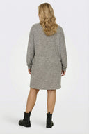 שמלת ג׳רסי במידות גדולות צווארון עם רוכסן שרוול ארוך 304280