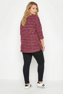 טוניקת טריקו במידות גדולות שרוול 3/4 צווארון עגול רחב (U) עם פרטי כפתורים 304438