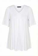 חולצה במידות גדולות צווארון V עם הדפס גזרה אסימטרית לייקרה 320779