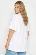 חולצה במידות גדולות צווארון V עם הדפס גזרה אסימטרית לייקרה 320779