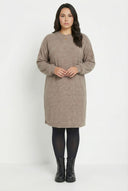 שמלה במידות גדולות שרוול ארוך צווארון עגול מרקם רך מיני 321599