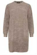 שמלה במידות גדולות שרוול ארוך צווארון עגול מרקם רך מיני 321599