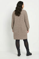 שמלה במידות גדולות שרוול ארוך צווארון עגול מרקם רך מיני 321599