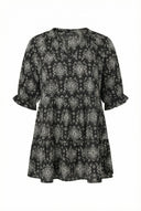 חולצה במידות גדולות חצי שרוול צווארון חריץ ועם הדפס 321991