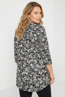 חולצה מכופתרת במידות גדולות חצי שרוול דוגמת פרחים חזית עם כפתורים 322267