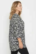 חולצה מכופתרת במידות גדולות חצי שרוול דוגמת פרחים חזית עם כפתורים 322267