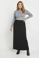 חצאית במידות גדולות גזרה ישרה ללא כיסים מותן אלסטית גזרה גמישה חצאית מקסי 351002