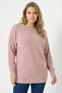 חולצה במידות גדולות עם צווארון עגול שרוולים ארוכים 615589