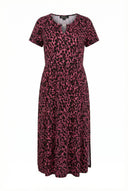 שמלה מקסי במידות גדולות עם פרטי צווארון שרוול קצר עם כיסים ושסעים בצדדים 615605