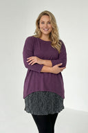 חולצה במידות גדולות מכפלת טול שרוול ארוך 84-106